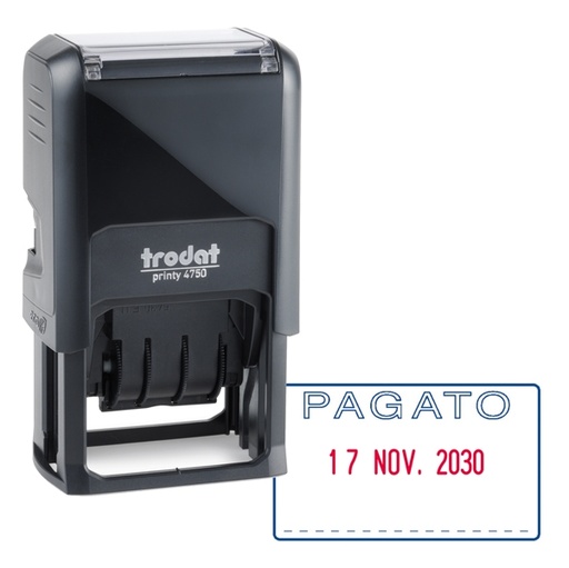 [D86976] Timbro Printy 4750/2 4.0 41x24mm DATARIO+PAGATO autoinch. TRODAT