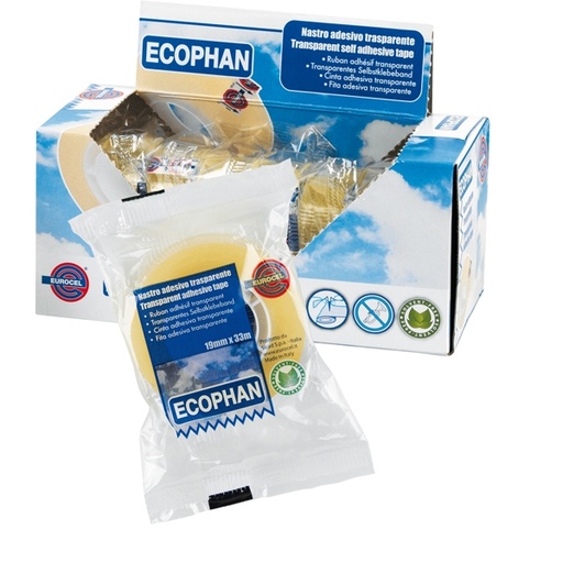 [D87014] Nastro adesivo Ecophan 19mmx33mt in caramella Eurocel