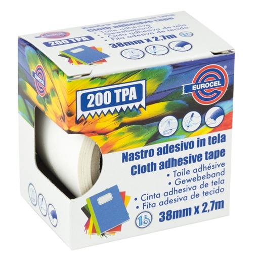 [D87021] Nastro adesivo telato TPA bianco 200 38mmx2,7mt Eurocel