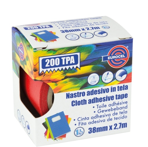 [D87023] Nastro adesivo telato TPA rosso 200 38mmx2,7mt Eurocel