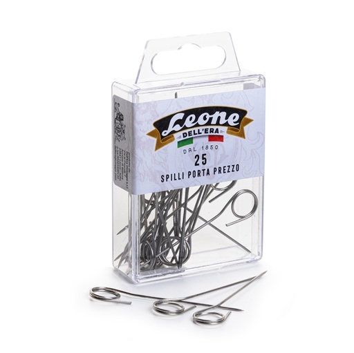 [D87591] Scatola 25 spilli portaprezzi inox - APSIPP Leone