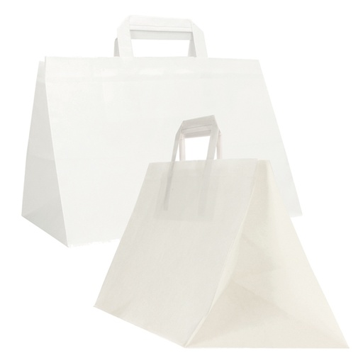 [D87780] Scatola 200 Shoppers carta craft 32x22x24CM FLAT XLARGE bianco