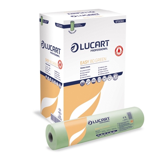 [D87929] Lenzuolino medico in rotolo 59cm x 80mt Verde Easy 80 Green Lucart