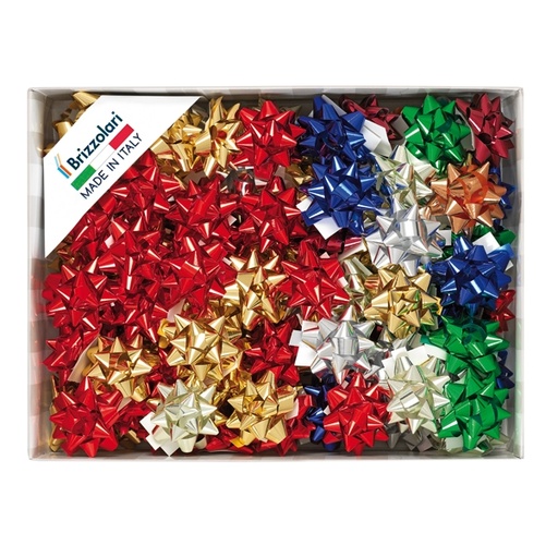 [D88236] 100 stelle nastro metal 6870 10mmxdiam.5cm colori assortiti Brizzolari