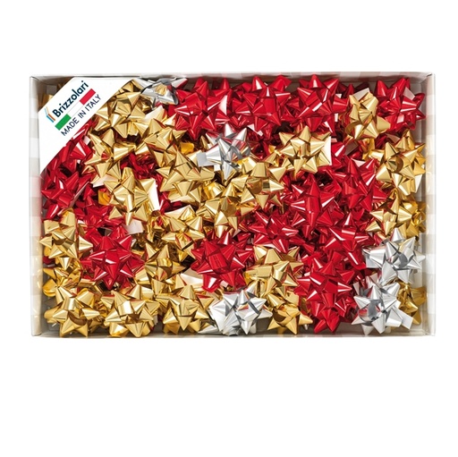 [D88237] 100 stelle nastro metal 6870 14mmxdiam.6,5cm colori assortiti Brizzolari