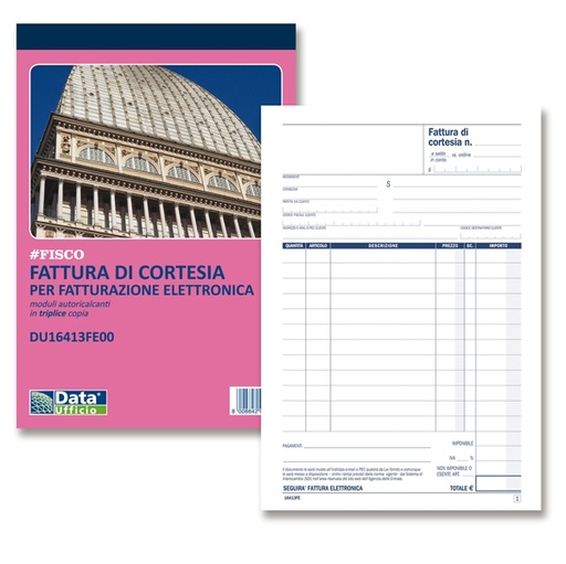 [D88597] Blocco fatture di cortesia 33/33/33copie autor. 21,5x14,8cm DU16413FE00 DU