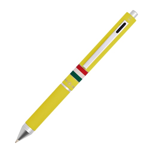 [D88753] Penna sfera scatto multifunzione QUADRA fusto giallo gommato Italia OSAMA