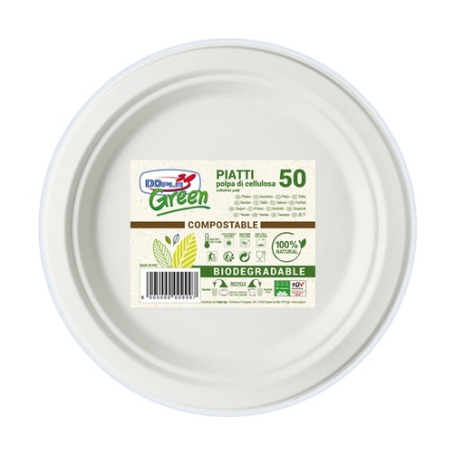 [D88977] 50 Piatti frutta diam.170mm BIODEGRADABILI Dopla Green art.7703