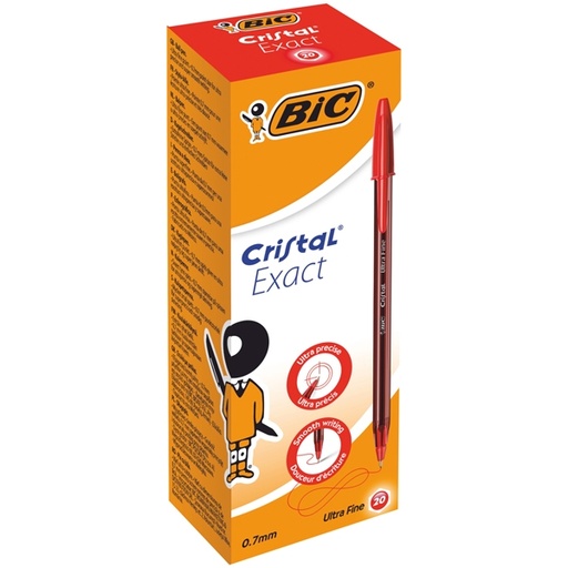 [D89178] Scatola 20 penna sfera con cappuccio Cristal(R) Exact 0.7mm rosso BIC(R)