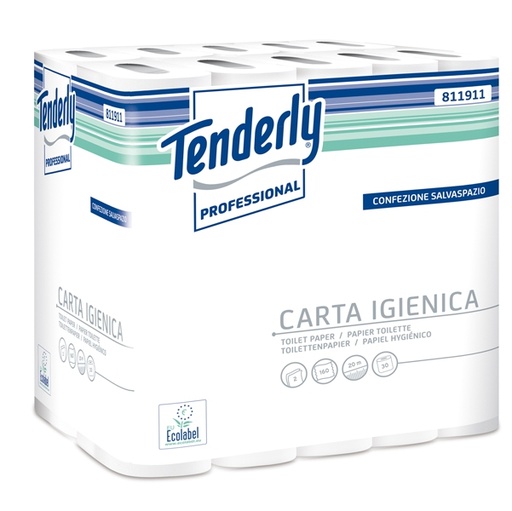 [D89388] Pacco 30 rotoli Carta Igienica 160 strappi salvaspazio Tenderly
