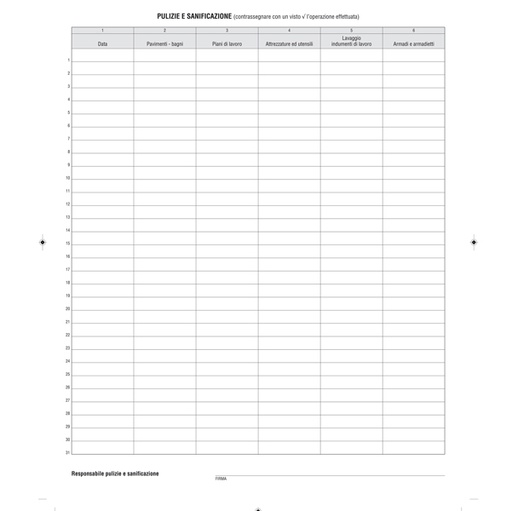 [D90540] Registro pulizia e sanificazione in azienda 40 pagine F.to 31X24,5 E2431 Edipro