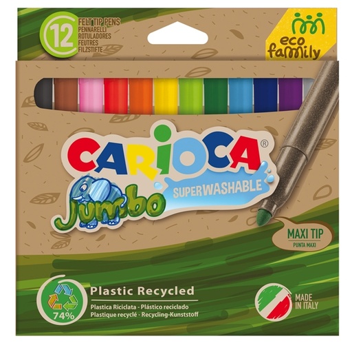 [D90792] Scatola 12 pennarelli Jumbo Eco Family lavabili colori assortiti Carioca