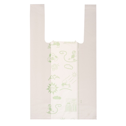 [D91319] Scatola 500 Shoppers bianchi MINI 17µ 22x40CM 6,5+6,5cm Mater-Bi