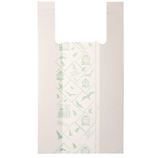 [D91320] Scatola 500 Shoppers bianchi MIDI 16µ 28x50CM 7+7cm Mater-Bi