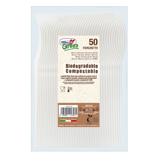 [D91422] 50 Forchette avorio in Estabio Dopla Green art. 03903