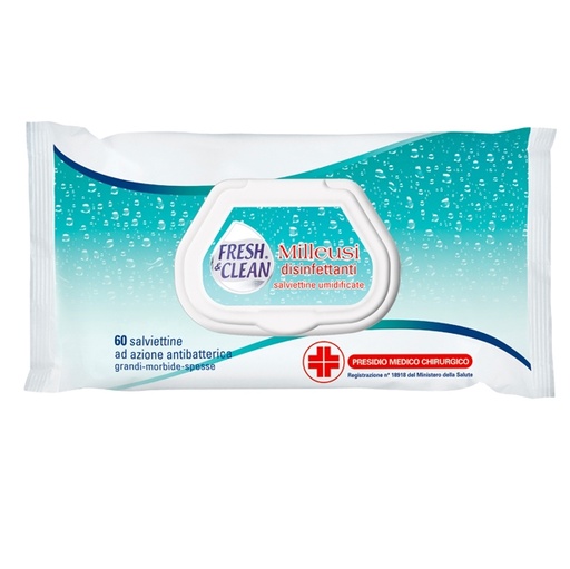 [D91507] Busta da 60 Salviette disinfettanti milleusi ad azione antibatterica FreshClean