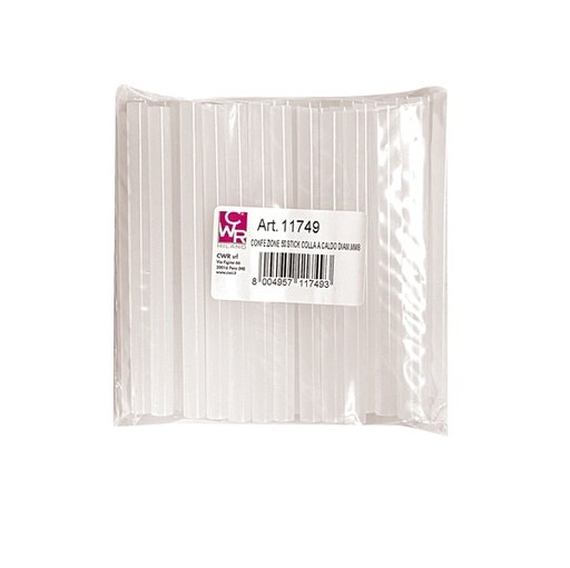 [D91583] Blister 50 pz colla stick mini 10cm x diam. 7mm DECO