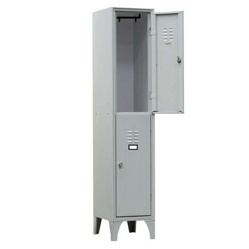 [D91651] Armadio spogliatoio in metallo a 2 VANI sovrapposti 30x50cm H180cm GRIGIO