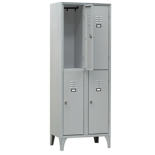 [D91652] Armadio spogliatoio in metallo a 4 VANI sovrapposti 60x50cm H180cm GRIGIO