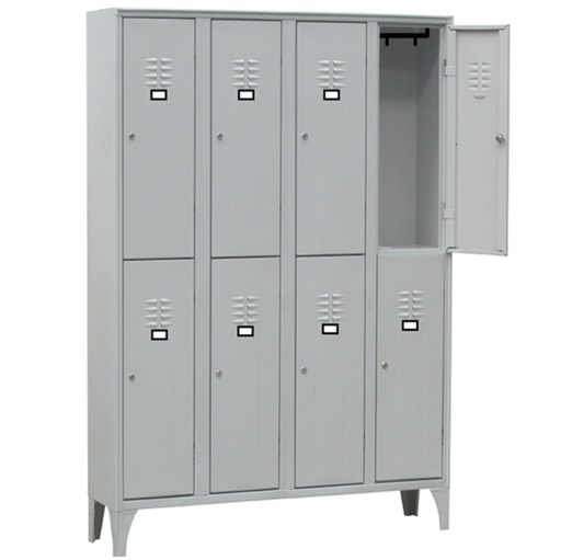 [D91654] Armadio spogliatoio in metallo a 8 VANI sovrapposti 120x50cm H180cm GRIGIO