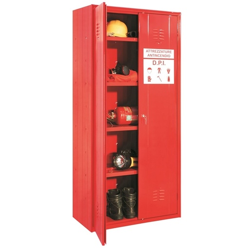 [D91667] Armadio in metallo per DPI a 2 ante 80x40xH180cm ROSSO