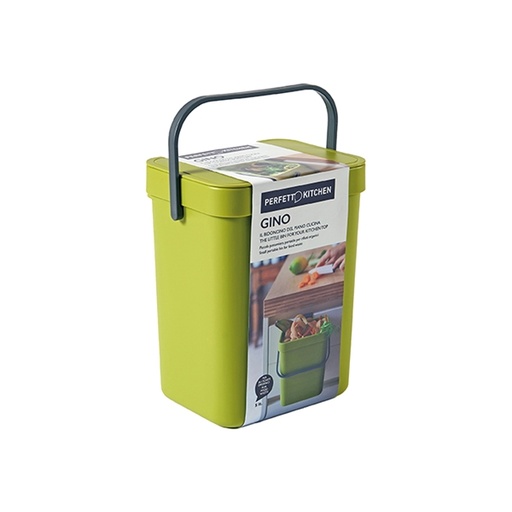 [D91833] Pattumiera GINO per rifiuti organici verde 5 lt Perfetto