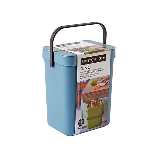 [D91834] Pattumiera GINO per rifiuti organici azzurro 5 lt Perfetto