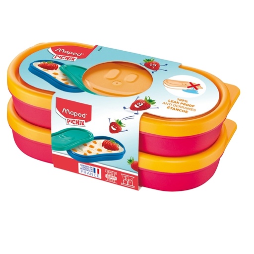 [D92083] Set 2 Snack box rosa corallo Picnik Concept Maped
