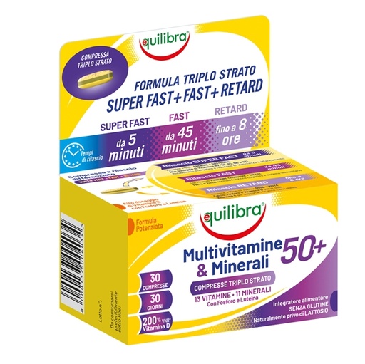 [D92289] Integrator MultivitamineMinerali 50+ Compresse TriploStrato 30x1,4gr Equilibra