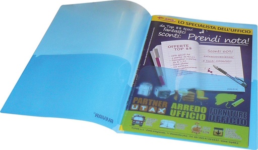 [100068] Cartella Portadocumenti A4 2 TASCHE FULL AZZURRO