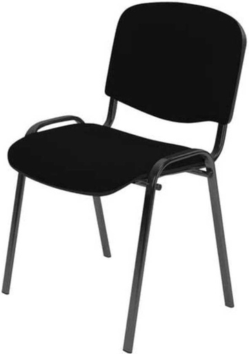 [170007NE] SEDIA FISSA VISITATORI 4 GAMBE TESSUTO NERO