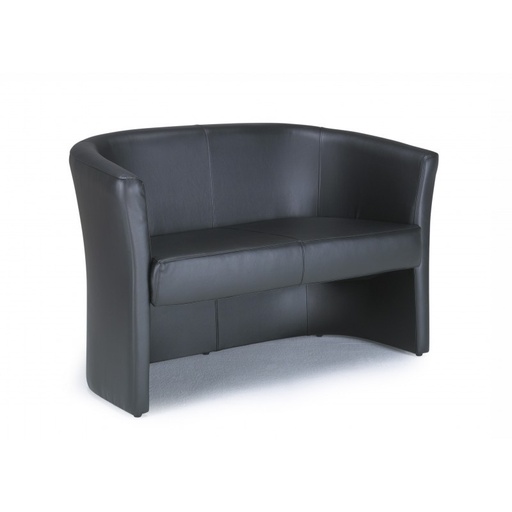 [170078A] Divano attesa 2 Posti DUKE similpelle Nero L126 P60 Hs.45