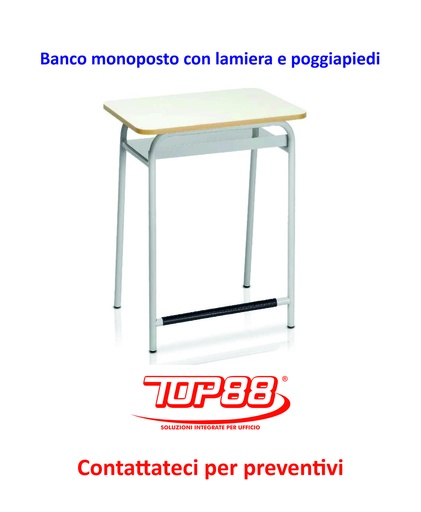 [170099] BANCO MONOPOSTO CON SOTTOPIANO IN LAMIERA E CON POGGIAPIEDI DIM.70X50XH.65/70/74/76 COLORE MAGNOLIA