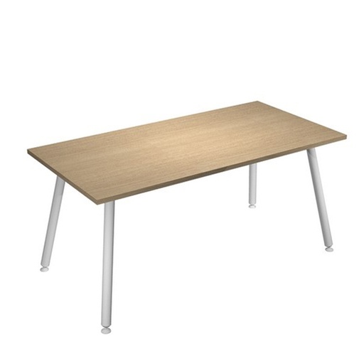 [D92407] Scrivania 160x80xH74,4cm Bianco/ Rovere Skinny Metal