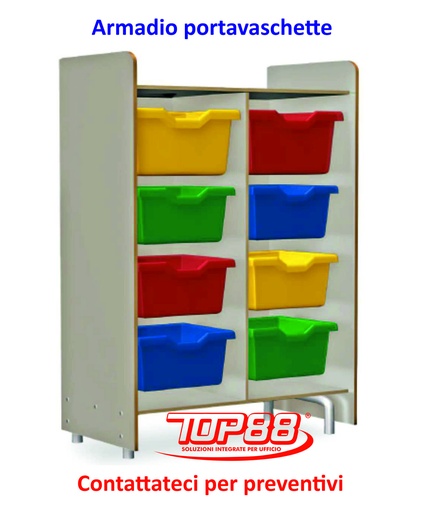 [170106] ARMADIO PORTAVASCHETTE 4+4 VASCHETTE DIM. 71X40X105H. VARI COLORI
