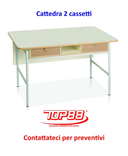 [170113] CATTEDRA INSEGNANTI CM.130 CON 2 CASSETTI - DIM.130X70X76H. - COLORE MAGNOLIA