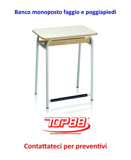 [170204] BANCO MONOPOSTO CON SOTTOPIANO IN FAGGIO CON POGGIAPIEDI DIM.70X50XH.65/70/74/76 - COLORE MAGNOLIA