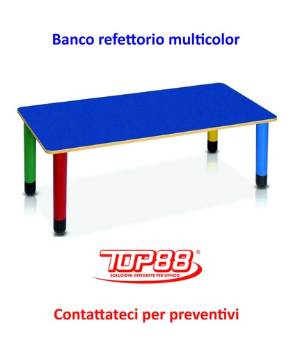 [171326] BANCO REFETTORIO MULTICOLOR INFANZIA dim.130x65x52h. - vari colori