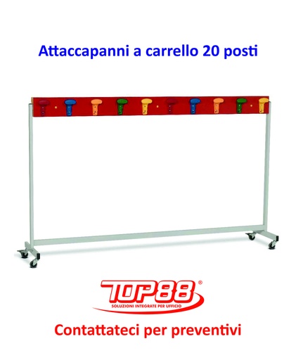 [171357] ATTACCAPANNI A CARRELLO DA 20 POSTI MIS. 185X45X115H. - VARI COLORI