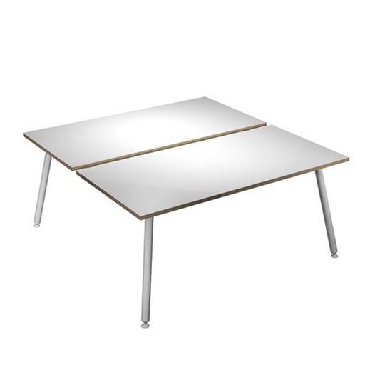 [D92420] Scrivania a 2 postazioni contrap. 140x166cm Bianco/ Bianco Skinny Metal