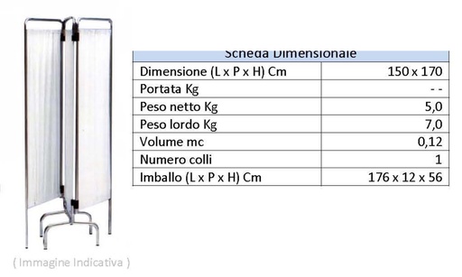 [174161] AID PARAVENTO 3 ANTE cm.150x167 + RUOTE