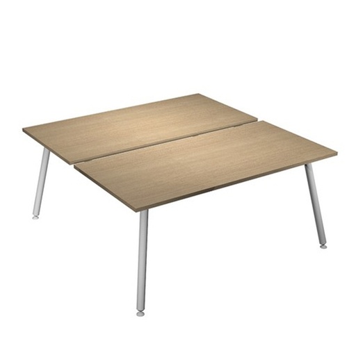 [D92422] Scrivania a 2 postazioni contrap. 160x166cm Bianco/ Rovere Skinny Metal