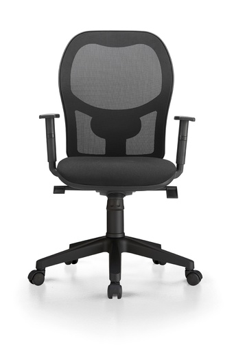 [174182] POLTRONA OPERATIVA GLOBO TOP BRACCIOLI REG. NERO RETE+TESSUTO TOP