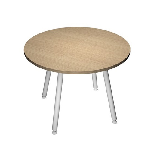 [D92431] Tavolo riunione tondo diam.100cm Bianco/Rovere Skinny Metal