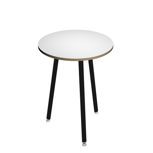 [D92444] Tavolo alto tondo diam.80xH105cm Nero/Bianco Skinny Metal