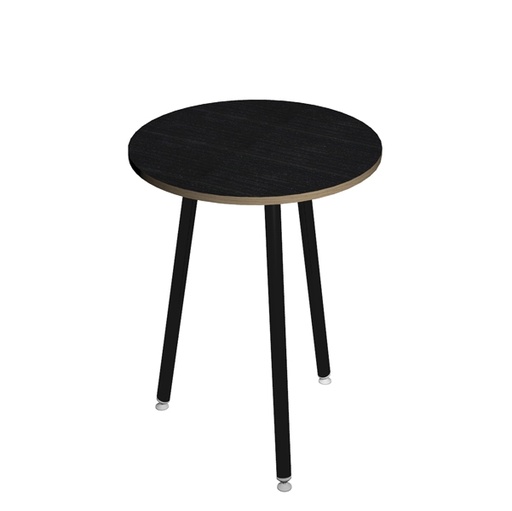 [D92445] Tavolo alto tondo diam.80xH105cm Nero/Nero venato Skinny Metal