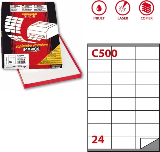 [300219] Etichette Laser mm  70x37 Cf.100 Fg. = 2400 ETICH.