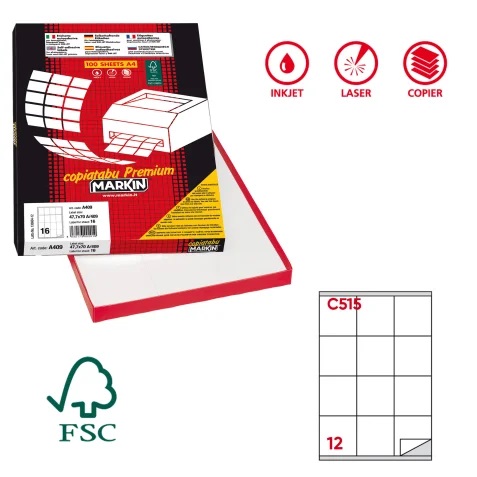 [300224] Etichette Laser mm  70x72 Cf.100 Fg. = 1200 ETICH.