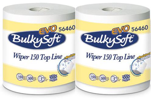 [470011] BOBINA ASCIUGAMANI BULKY WIPER 150 EVO 3 VELI EXTRA Pz.2 Pura Cellulosa