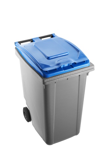 [470032BL] Bidone Carrellato Grigio con COPERCHIO BLU 360 Litri